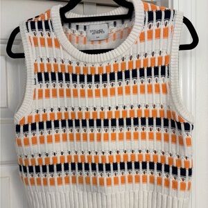 NWOT REVOLVE. Size small Women's Sleeveless Sweater - White, Orange, and black